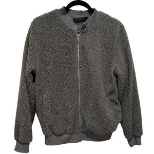 Mirol Gray Fleece Bomber Jacket